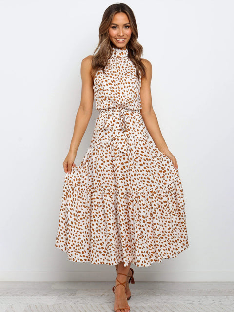 CC Polka-dot Halter Summer Dress