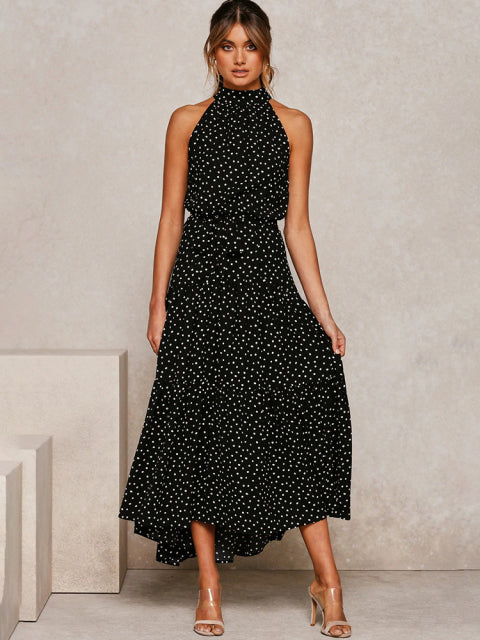 Black Polka Dot Halter Dress