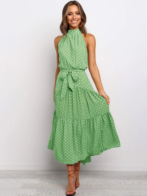 CC Polka-dot Halter Summer Dress